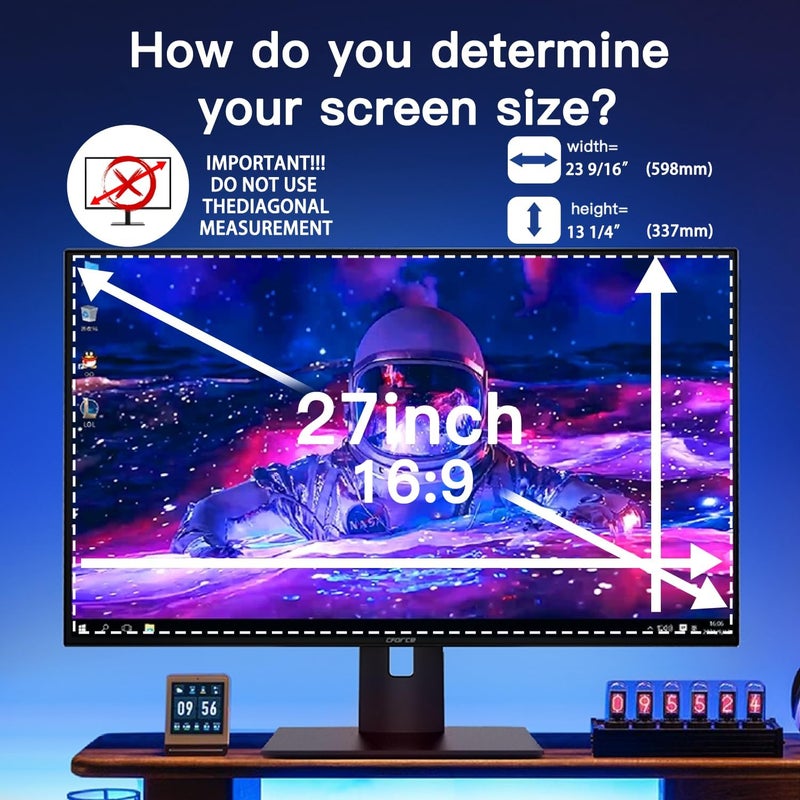 HALOViE 2 Pack Magnetic Hanging Computer Privacy Screen 27 Inch for 16:9 Widescreen Monitor, Removable Privacy Screen Anti Glare Blue Light Computer Screen Privacy Shield, Anti-Scratch 27 in Protector Film - Image 2